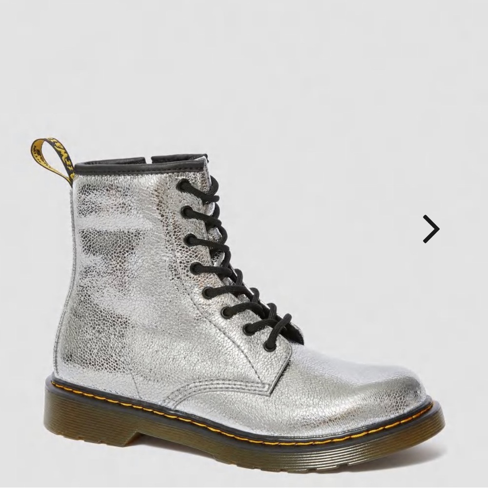 Dr. Martens crinkle metallic lace up boots